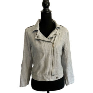 Light Blue Soft Blend Linen Moto Loft jacket size M